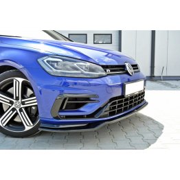 Накладка сплиттер на передний бампер Вар2 на Volkswagen Golf VII R рестайл